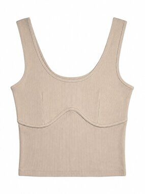 Dynamite Ribbed Scoop Neck Tank Top – Oatmeal – XS (Fits Like S)